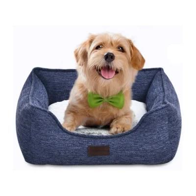 Petstar Cozy Soft Warm Imitation Linen Jacquard Fabric Memory Foam Cat Dog Pet Bed