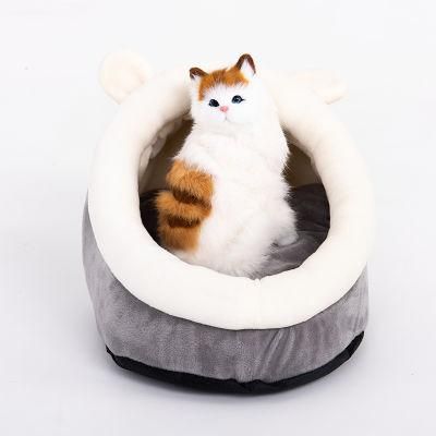 Wholesale Soft Round Fur Fluffy Bed Winter Warm Sleeping Washable Plush Pet Cat Bed