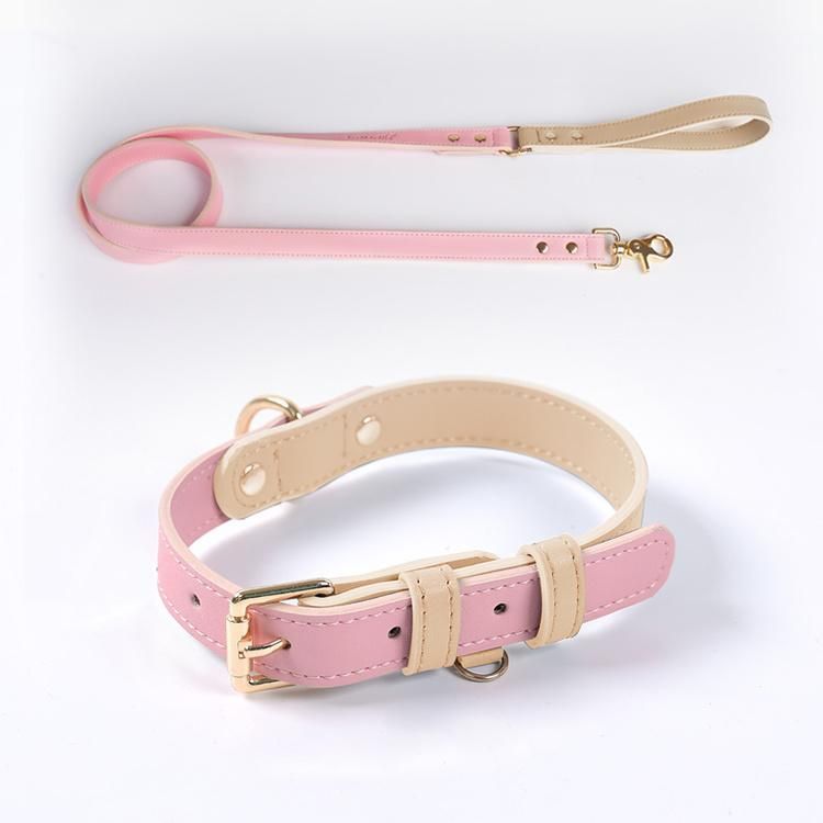 Pet Supply Designers Personalized Luxury Braided Real Cow Wide Vegan Leather Dog Collar and Leash Set
