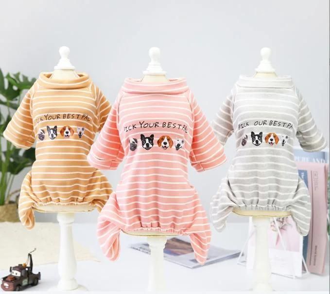 Pet Clothes Dog Clothes Autumn Winter Teddy Small Dog Pet Winter Stripe Dog Home Clothes