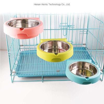 Hanging Cage Stainless Steel Pet Bowl Suitable for Puppy Feeding Water Bowl