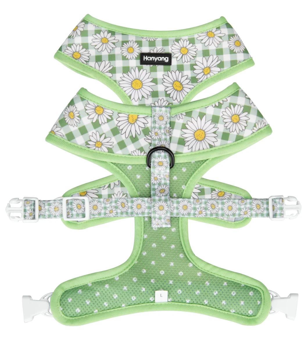 Special Summer Style Pet Reversible Dog Sets of Harness, Collar, Leash, Poopbag