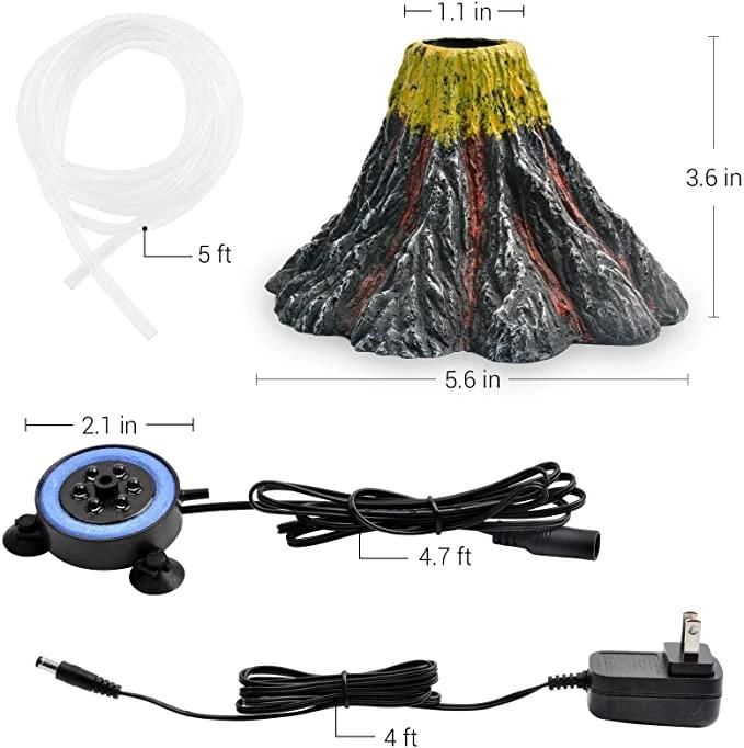 Fish Tank Volcanic Ornament Kit with LED Spotlight Aquarium Supplies