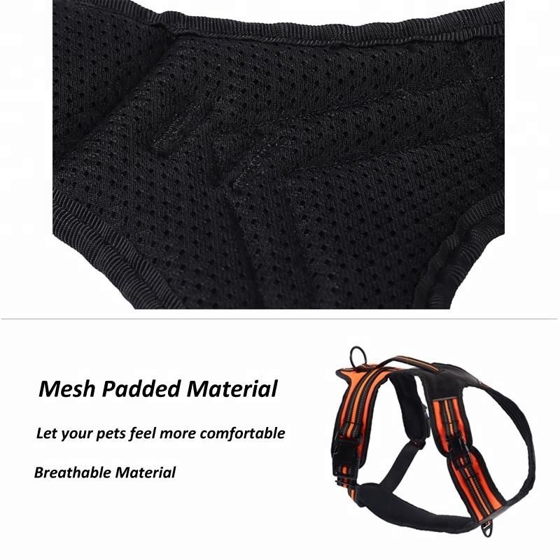 Custom Logo Adjustable Reflective Breathable Mesh Padded Nylon Dog Harness