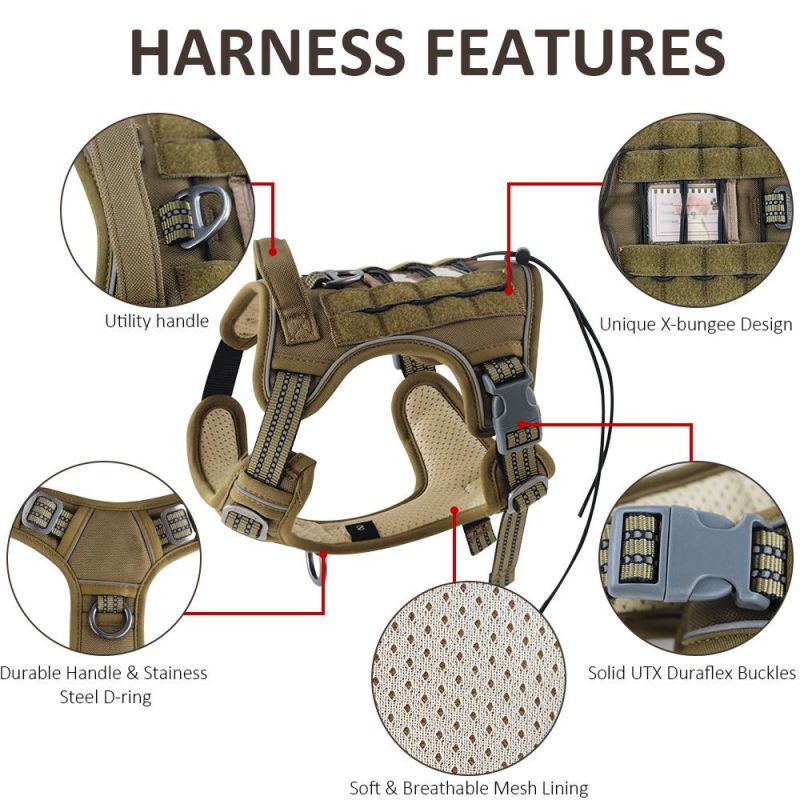 Adjustable Dog Harness Tactical Dog Saddle Bag Camping Hiking Backpack Harness Dog Harness Tactical Training
