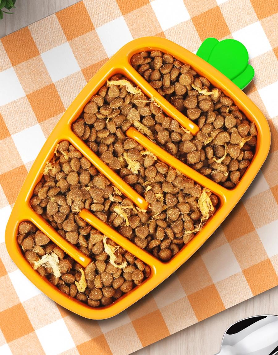 New Design! Carrot Shape Dog Food Bowl, Dog Slow Feeder Bowl