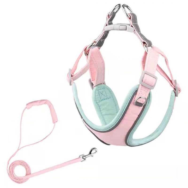 Soft No Chocking Pet Harness Two Colors Dog Harness Set