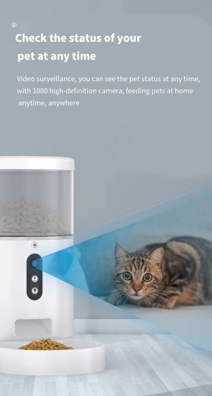 Pet Intelligent Automatic Feeder with WiFi Remote Control with Video Monitors Rechargeable Suitable for Dogs Cats