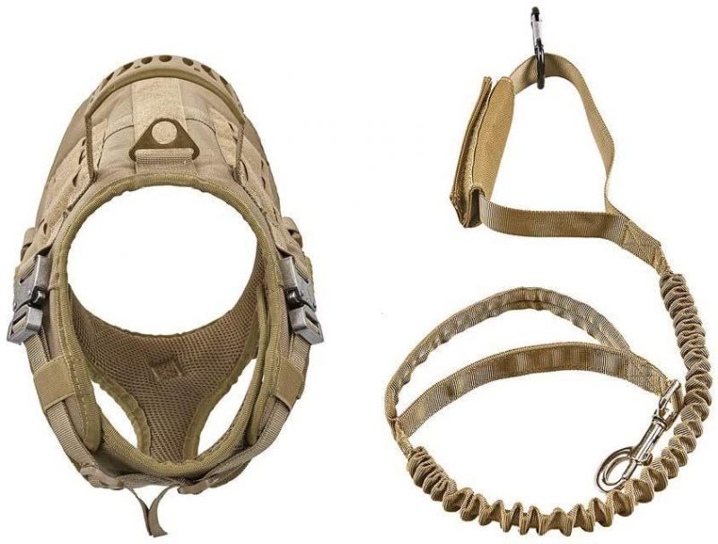 Tactical Dog Harness and Bungee Dog Leash Set