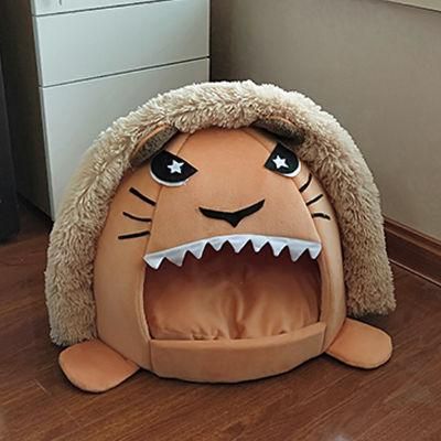 Fluffy Tiger Dog Cartoons Cute Houses Wholesale Soft Fabric Tent Nest Pet Bed