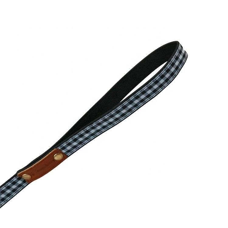 Best Selling Tweed Plaid Leather Black Pet Dog Leash