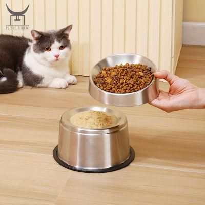Cat Food Tray for Protecting Spine, Tilting Pet Feeding Station with Stand, 304 Stainless Steel Elevated Cat Food Bowl Pet Products