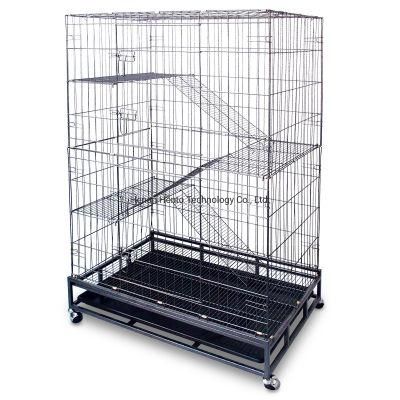 4 Layer Large Metal Playing Living Cat Pet Cage with Caster Wheels