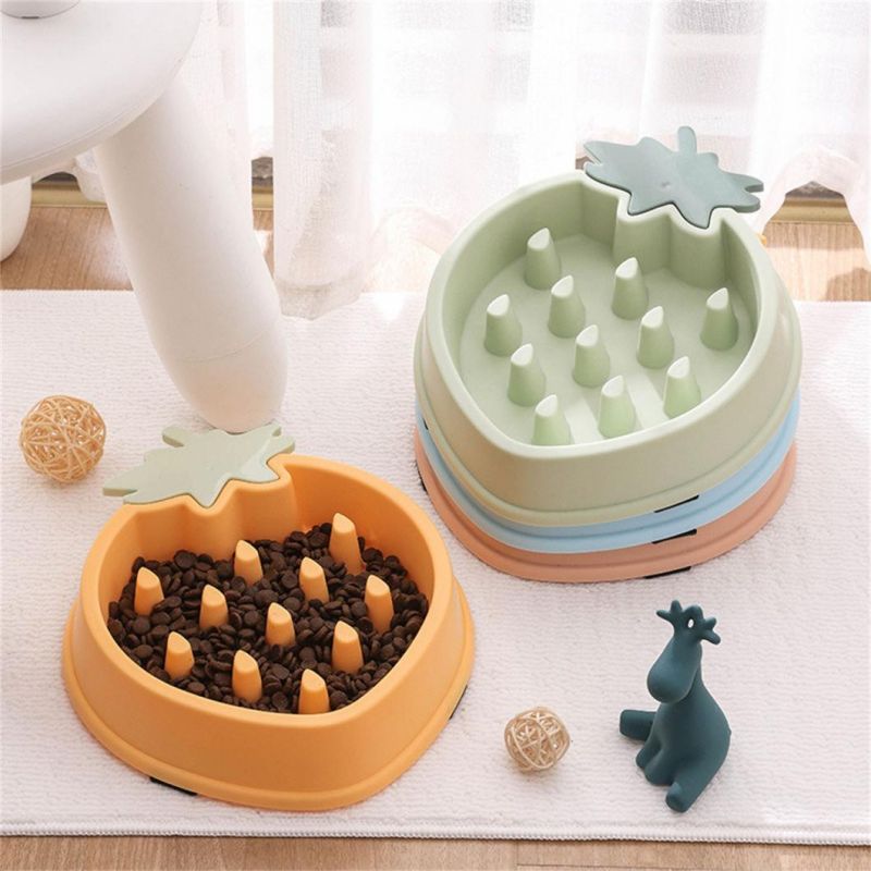 Pet Dog Slow Food Bowl Fat Non-Slip Multiple Colors Shapes