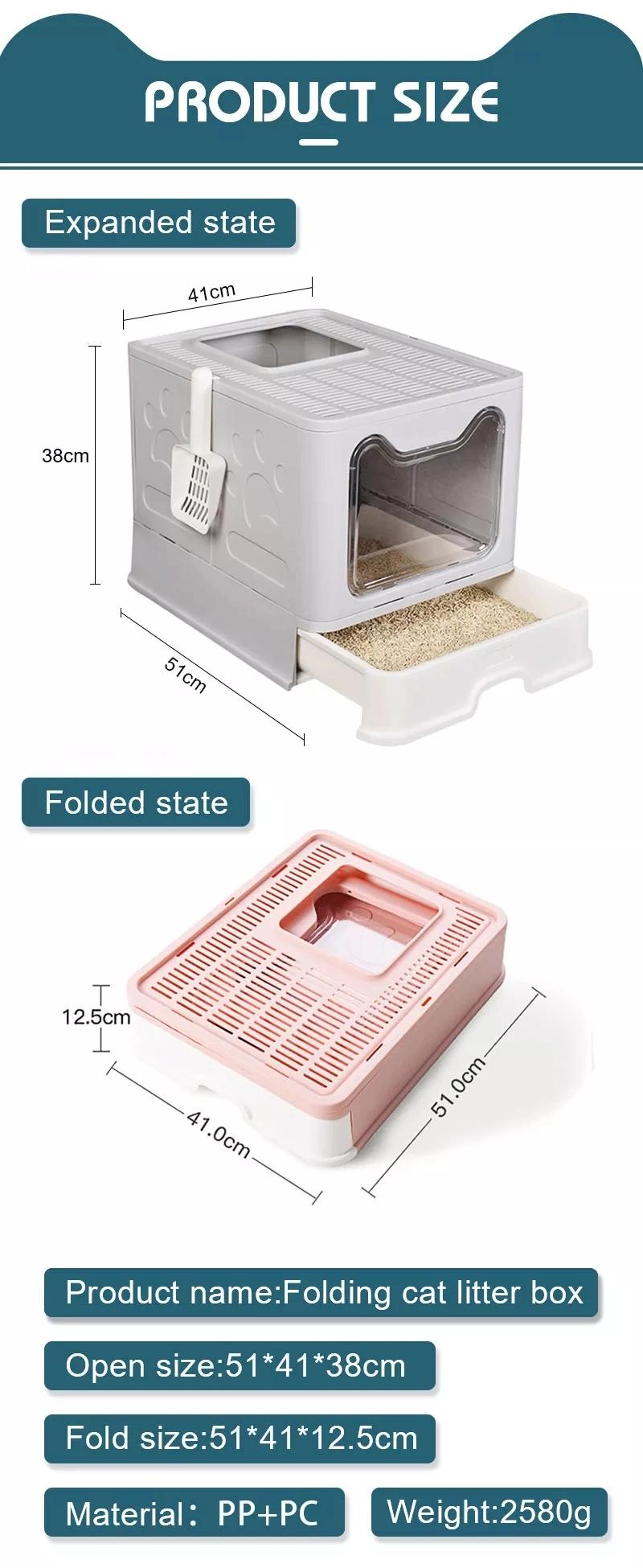 Pet Cleaning Products Foldable Plastic Cat Toilet Cat Litter Mat Litter Box Folding Cat Litter Box