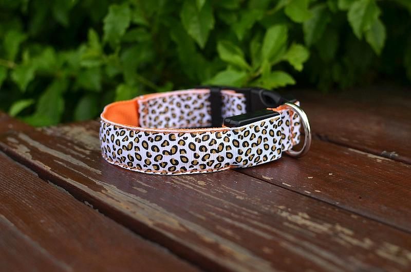 Pet Dog LED Luminous Collar New Leopard Adjustable Luminous Collar