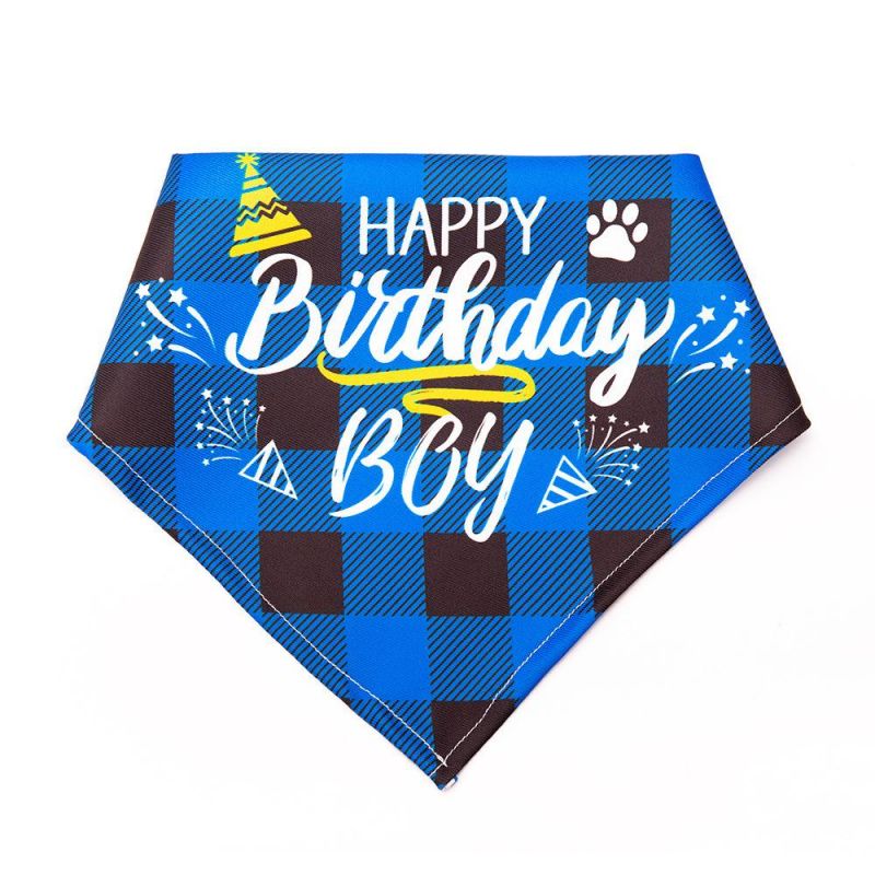 Pet Birthday Celebrate Scarf Washable Cotton Saliva Towel