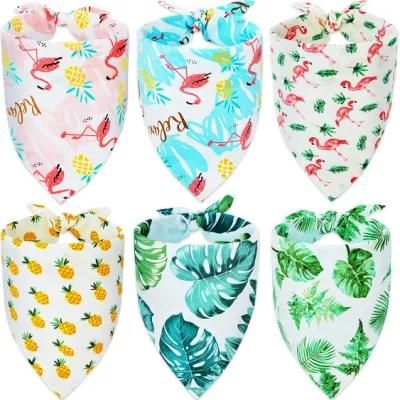 Dog Bandana Flamingo Triangle Pet Bibs Reversible Dog Scarf Adjustable Washable Pet Kerchief