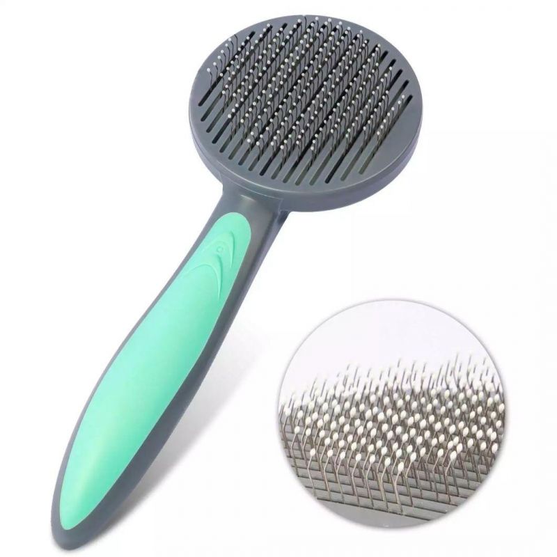 Stainless Steel Middle Size Self Cleaning Brushes Shedding Grooming Brush Tools Pet Dematting Comb