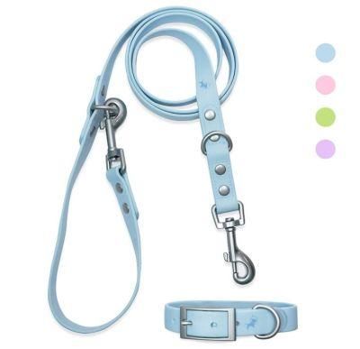 2022 New Trend Pastel Silicone Durable Easy Clean Waterproof Dog Collar Dog Leash Set Pet Fashion Accessories