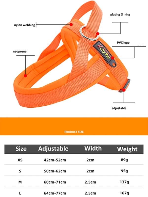 High Quality Nylon Dog Leash Soft Neoprene Padded Quick Fit Dog Strap Harness for Walking Training