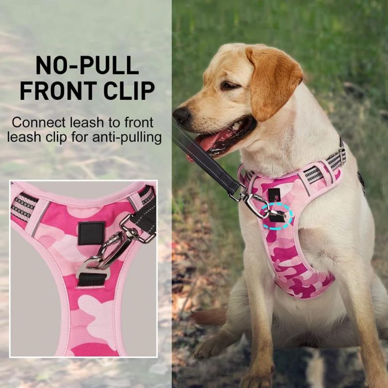 Adjustable Easy Control Dog Harness with Handle 2 Metal Rings - Durable Reflective