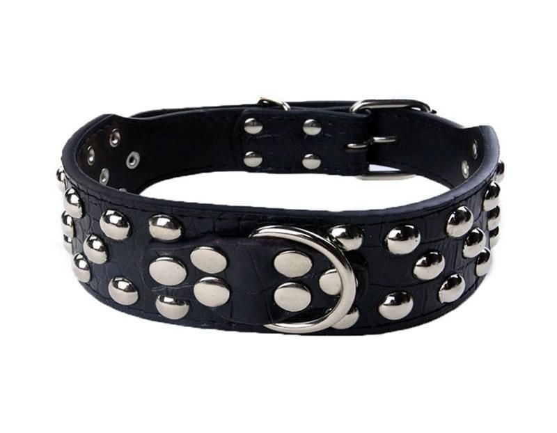 Fashionable Stuedded Rivet Pet Collar PU Leather Dog Collar