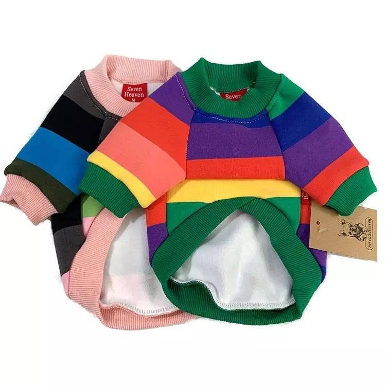 Spring Autumn Winter Pet T-Shirt Pets Rainbow Cloths Dog Clothes Clothing Dog Owner Matching Clothes