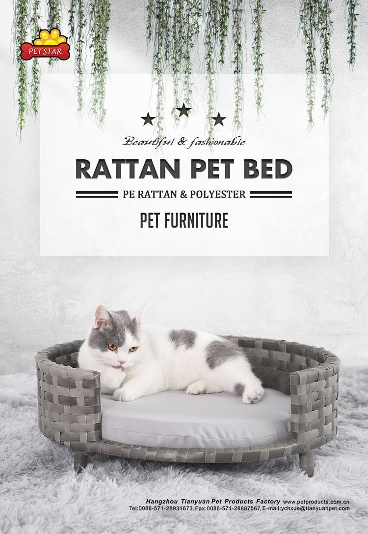 Pliable Rattan Pet Bed Round Shape Dog Rattan Bed