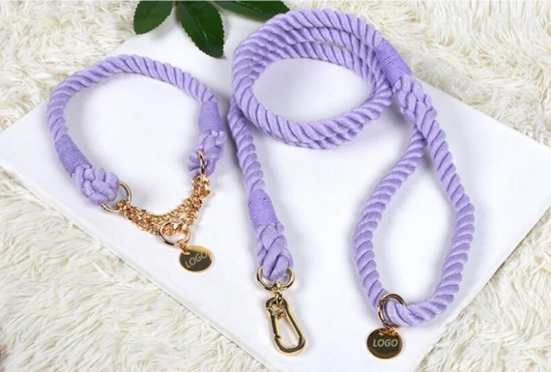 100% Handmade Cotton Braided Rope Lead with Matching Collar