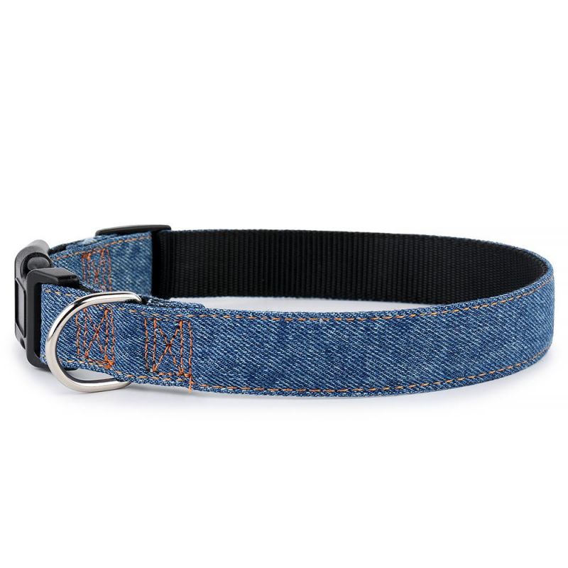 Soft Durable Denim Nylon Harness Dog Collar and Leash