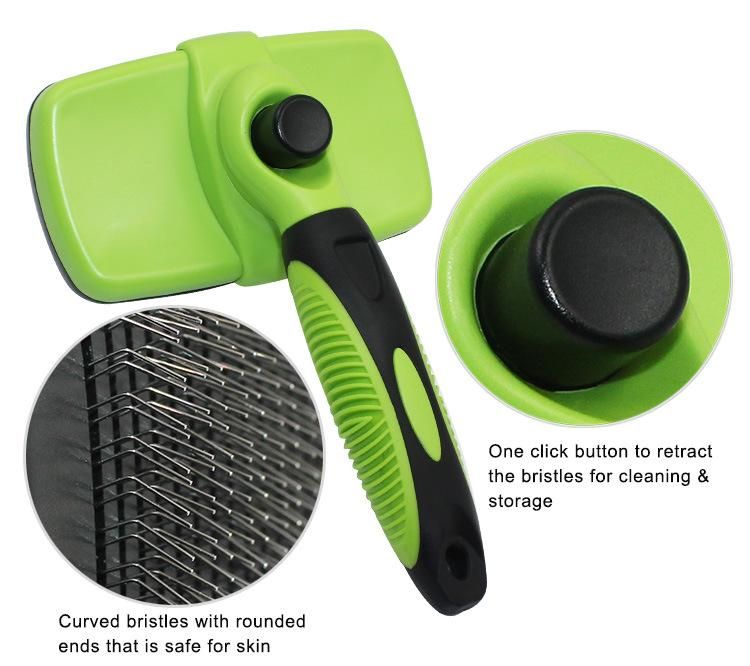 Dog Cat Long Pin Self Cleaning Soft Slicker Hair Brush