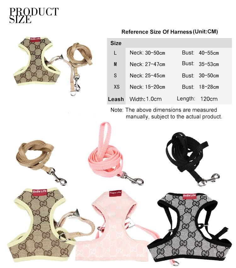 Customized Line Design Pattern Reversible Pet Dog Harness Leash Collar with Adjustable Accessories for Walking The Dog