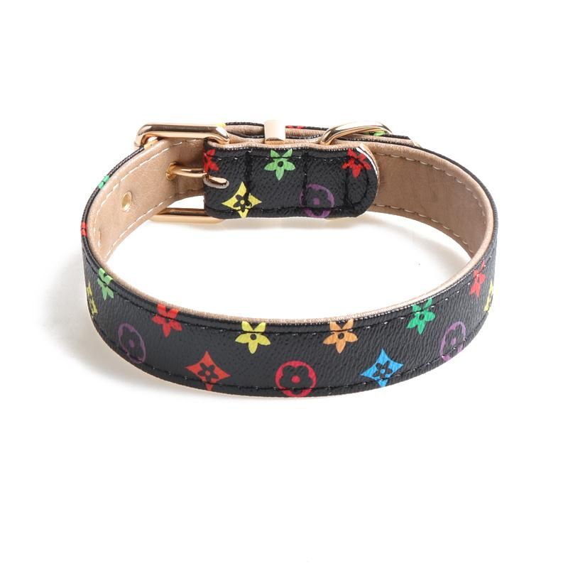 New Design Custom Logo Personalized Pet Collar Supplies Wholesale PU Leather Waterproof Luxury Dog Collar Leash