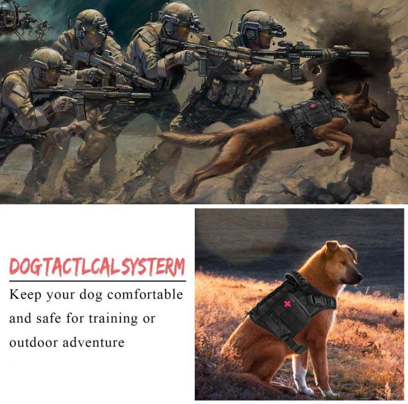 Tactical Service Dog Vest Harness Outdoor Training Handle Water-Resistant Dog Harness