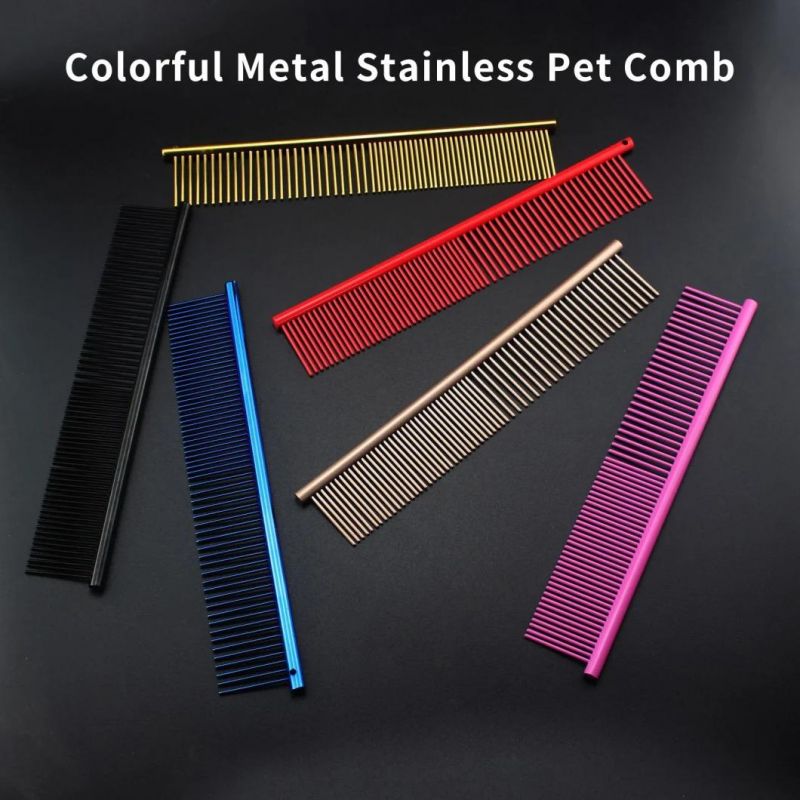 Manufacturer Customized Dematting Stainless Steel Sparse and Dense Dog Comb Pet Grooming