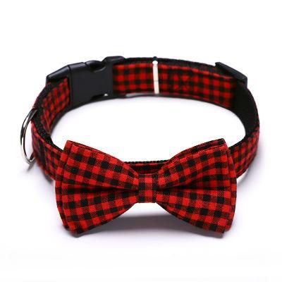with Safety Locked Buckle, Bow-Tie Plaid Style Adjustable Custom Pet Cat Dog Collar//