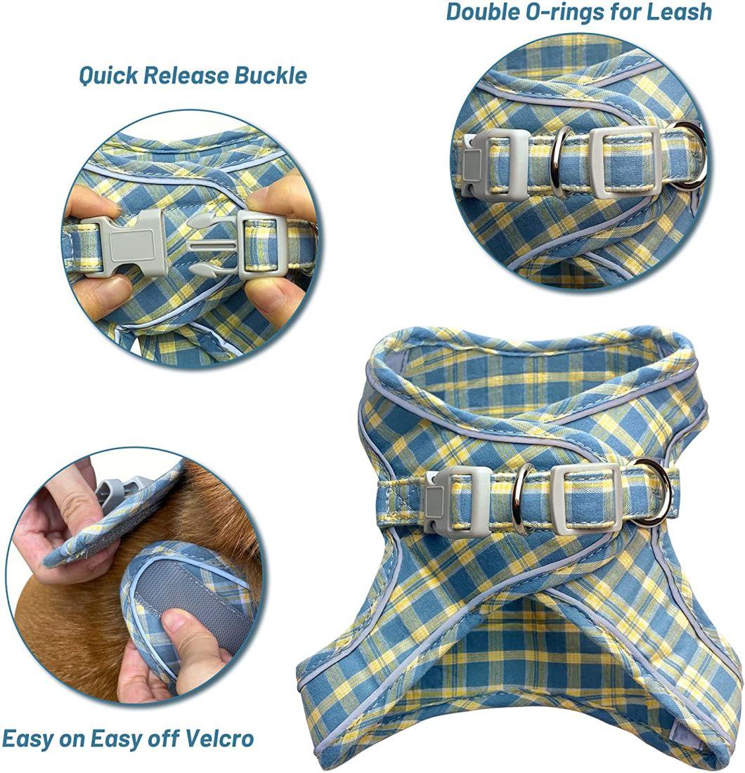 Pet Vest Harness with Reflective Tape Popular Plaid Dog Harness