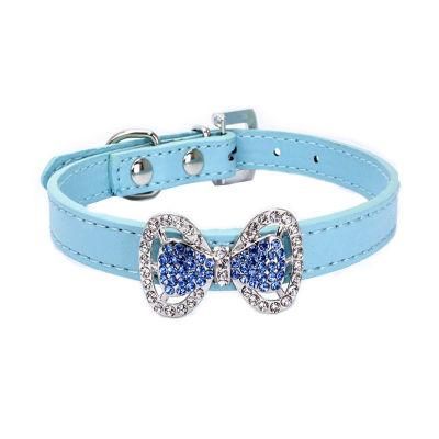 Bling Crystal Bowbnot Pet Leather Collar