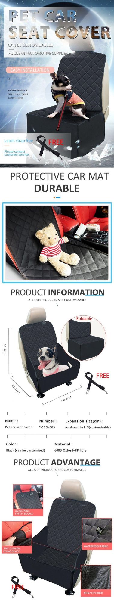 Best Sales 600d Oxford 2 in 1new Dog Car Seat Cover Anti-Waterproof Mats Car Seat Protector Car Back Seat Organizer for Pets