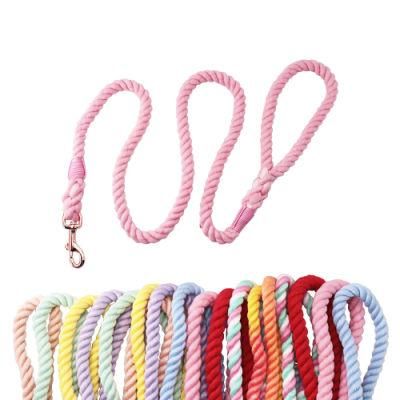 Hot Sale Customized Colored Gradient Cotton Rope Handmade Dog Leash Pet Leash