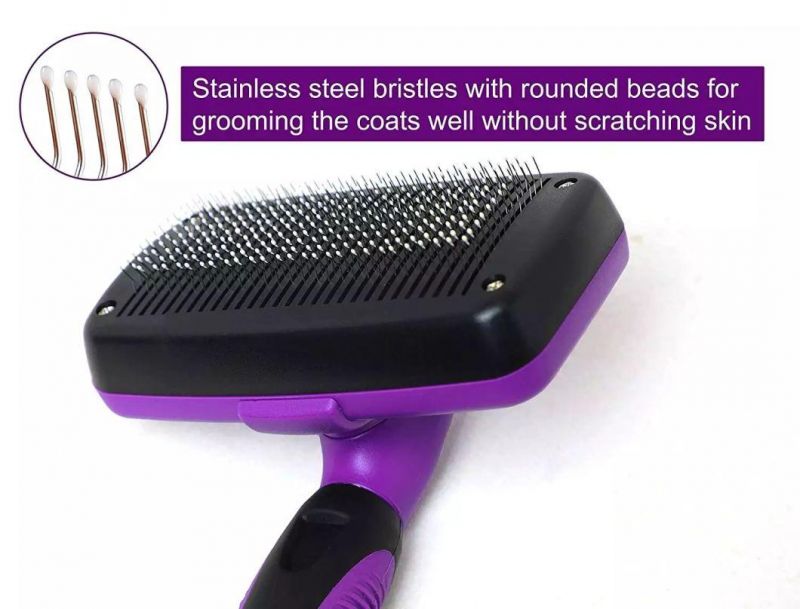 Factory Hot Selling Easy Using Dog Brush for Shedding Dog Hair Brush Pet Grooming Comb with Self Cleaning Botton