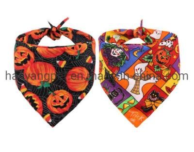 Sublimation Pumpkin Pattern Custom Logo Pet Dog Bandannas for Halloween