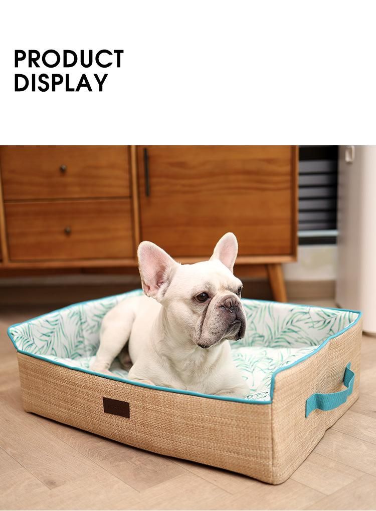 Non-Slip Bottom Fashion Braided Woven Pet Bed Collapsible Dog Bed