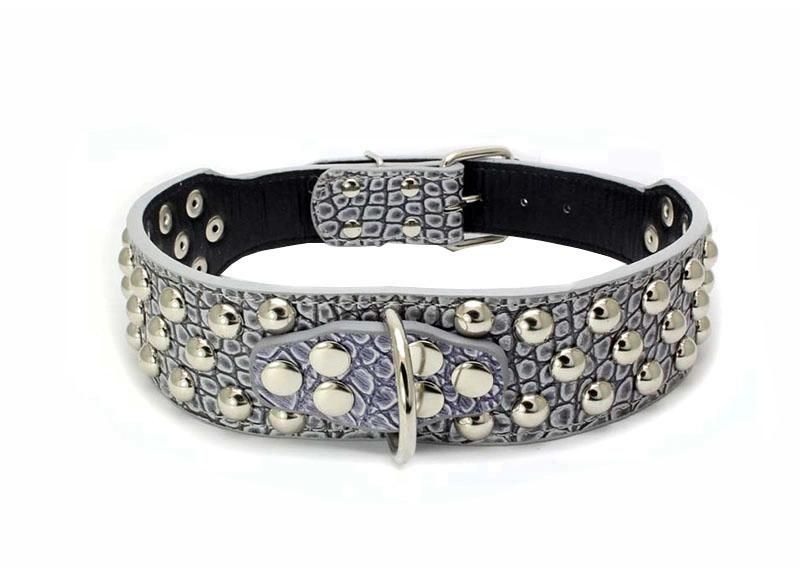 Fashionable Stuedded Rivet Pet Collar PU Leather Dog Collar