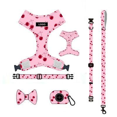 Wholesale Custom Logo PVC Dog Harness Leash Collar Sublimation Patterns Dog Leash Collar and Harness Set