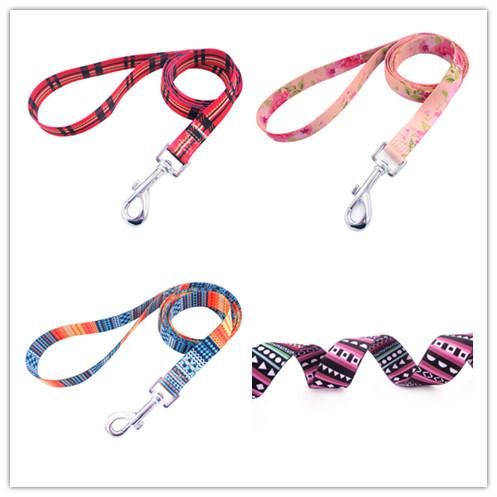 10 Colors Dog Collar Leash for Walking Training Luxury Polyester Pet Dog Cat Harness Set Custom Printed Dog Leash