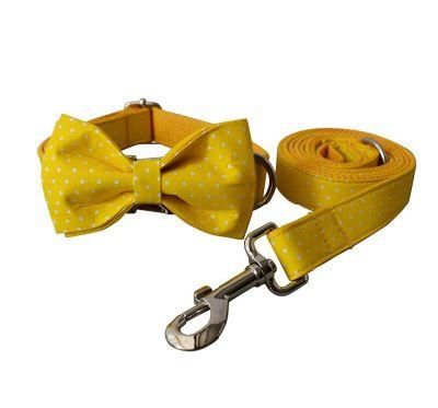 Yellow DOT Small MOQ Dog Collar Leash Bow Tie