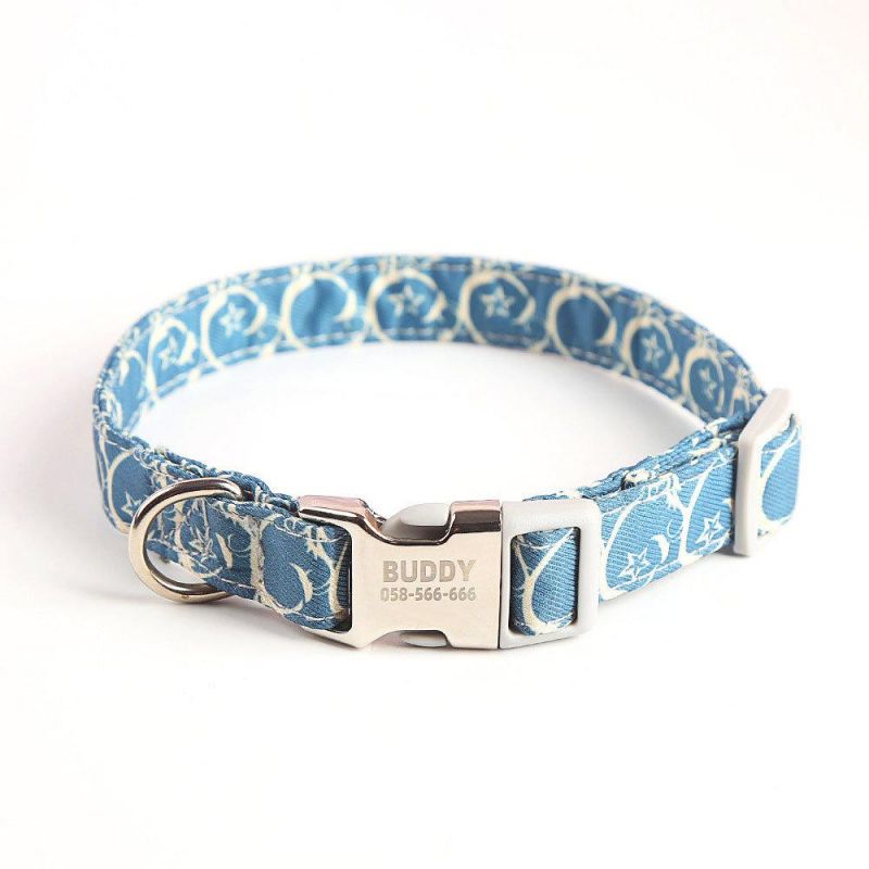 Wholesale Customized All Size Dog Luxury Pattern Durable Fabric Webbing Leash Dog Collar