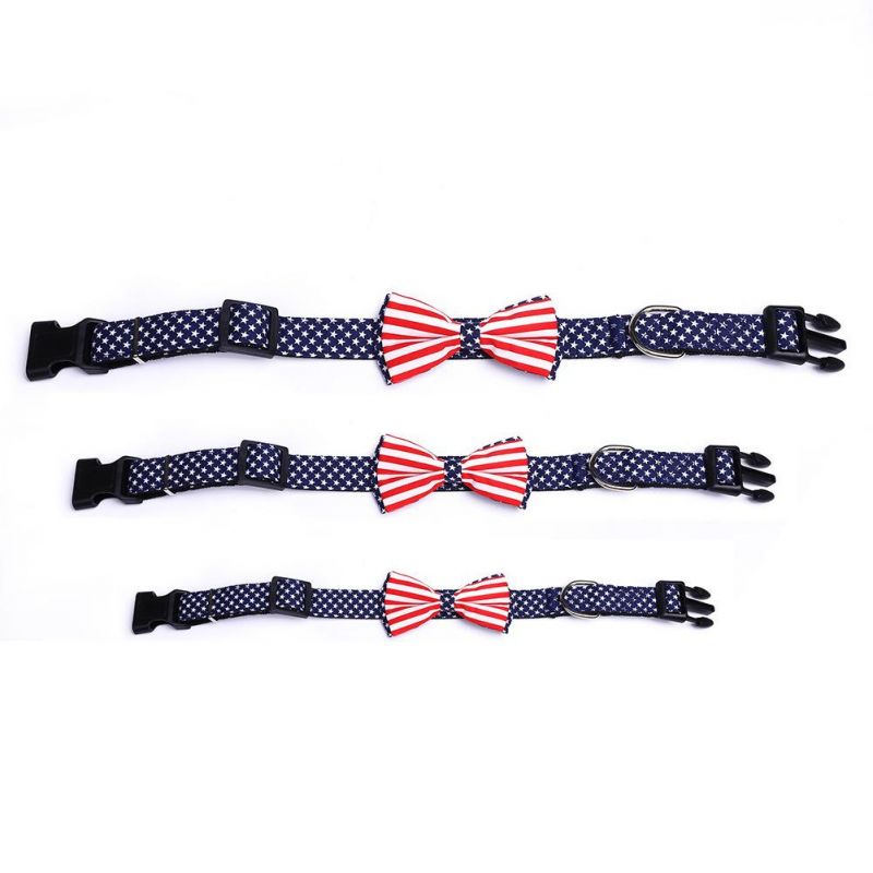 Heavy Duty Clip Buckle Pet Collar, National Flag Style Detachable Adjustable Bow Tie Dog Collar//